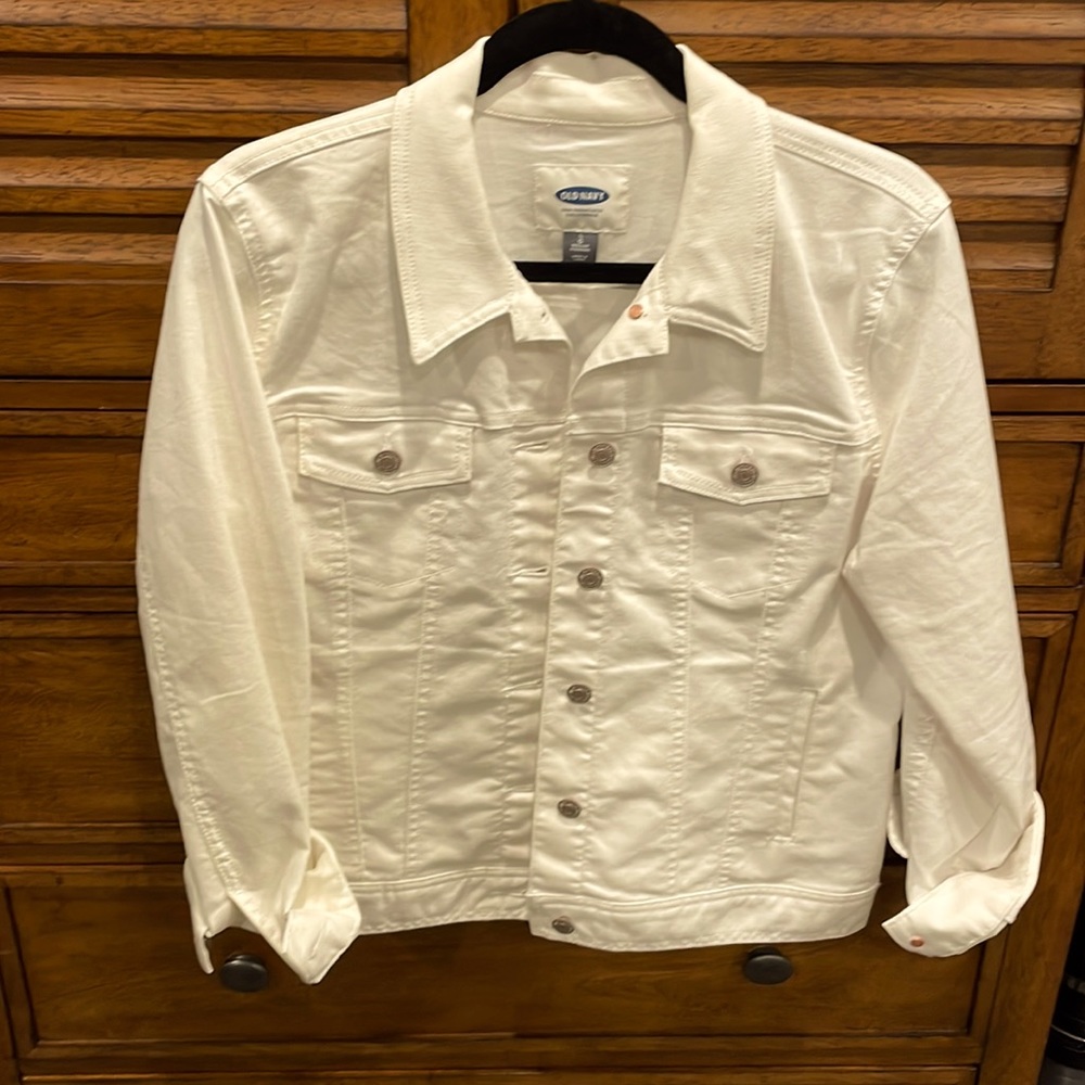 Old Navy white stretch denim jacket